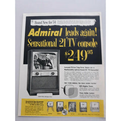1954 Admiral 21" TV Model C2246 Mahogany Bishop Sheen Vintage Magazine Print Ad